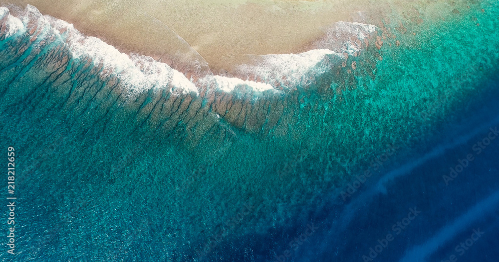 beach in aerial view with wave