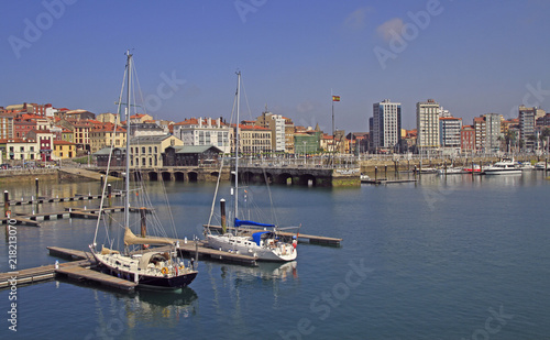 Gijon marina with many yachts in Spain