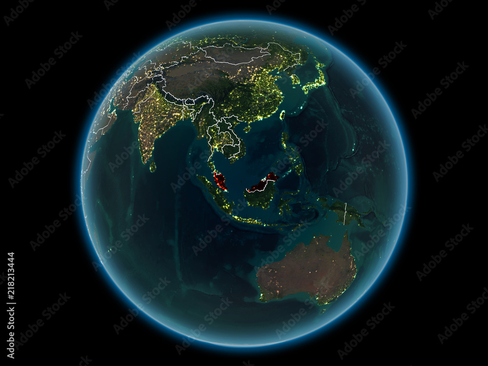 Malaysia on planet Earth from space at night Malaysia on planet Earth from space at night