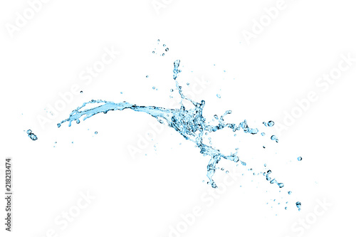 blue water splash isolated on white background