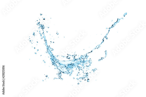 blue water splash isolated on white background