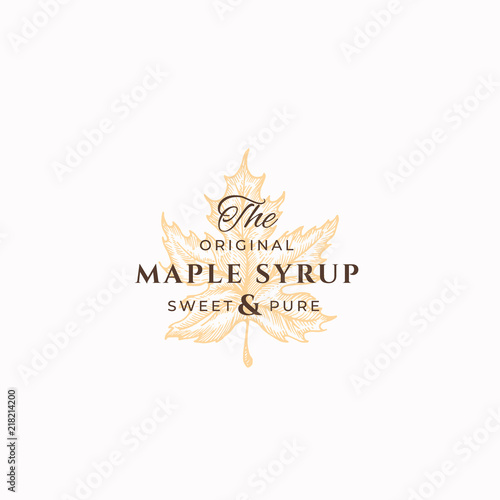 Fotografia Original Maple Syrup Abstract Vector Sign, Symbol or Logo Template