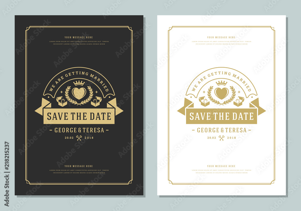 Wedding save the date invitation card vector illustration. Wedding save the date invitation card vector illustration.