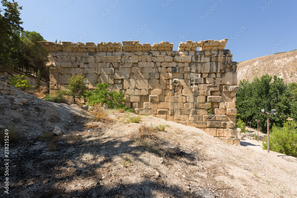 The Lower Roman temple of Niha, a landmark in the Bekaa Valley, Lebanon.