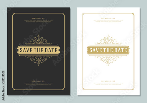 Wedding save the date invitation card vector illustration.
