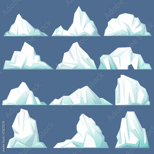 Set of isolated iceberg or drifting arctic glacier