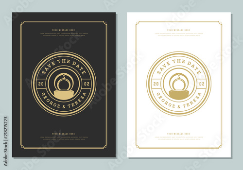 Wedding save the date invitation card vector illustration.