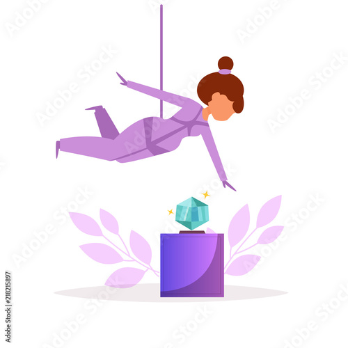 Thief robbing a jewelry store or Museum. Diamond. Robber. Vector.