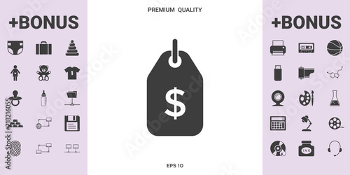 Tag with dollar symbol. Price tag icon for download