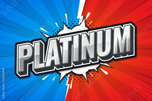 Platinum games rank. poster comic speech bubble. Vector Illustration