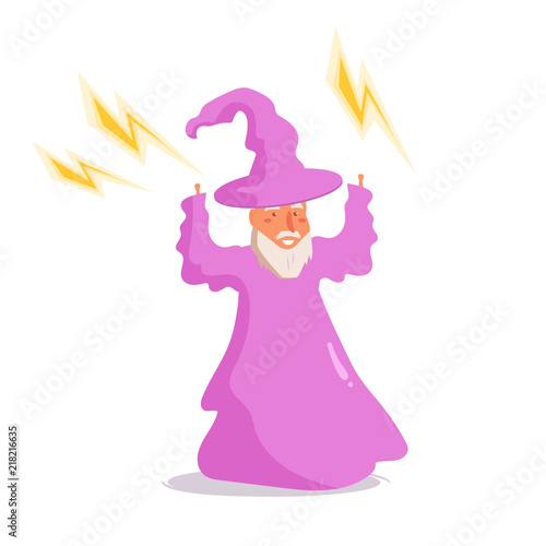 Wizard Vector. Cartoon. Isolated art on white background