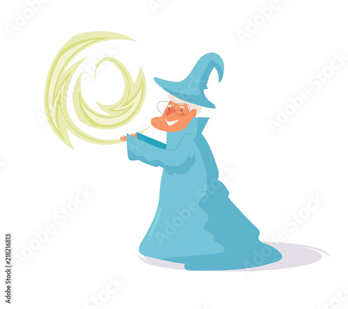 Wizard Vector. Cartoon. Isolated art on white background