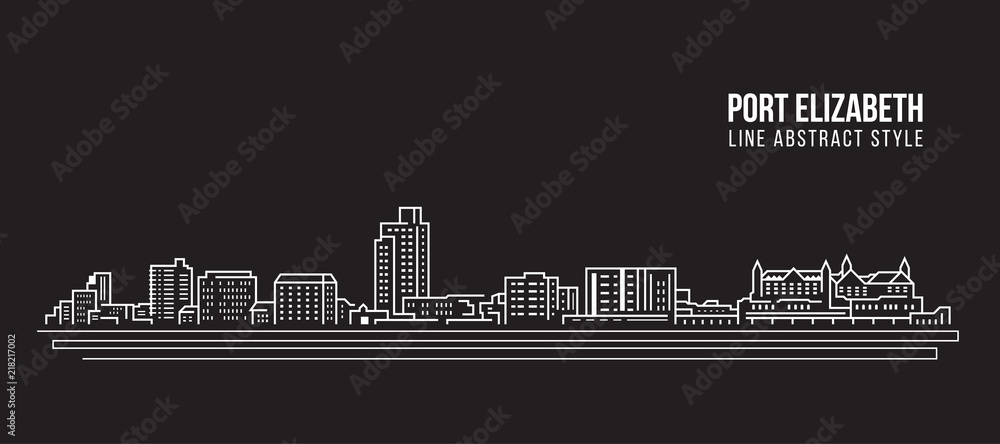 Plakat Cityscape Building Line art Vector Illustration design - Port Elizabeth city