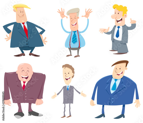 businessmen cartoon characters set