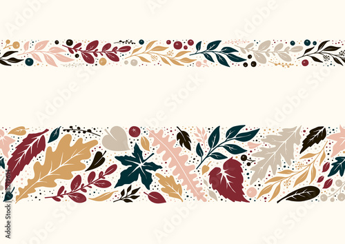 Autumn seamless hand-drawn borders