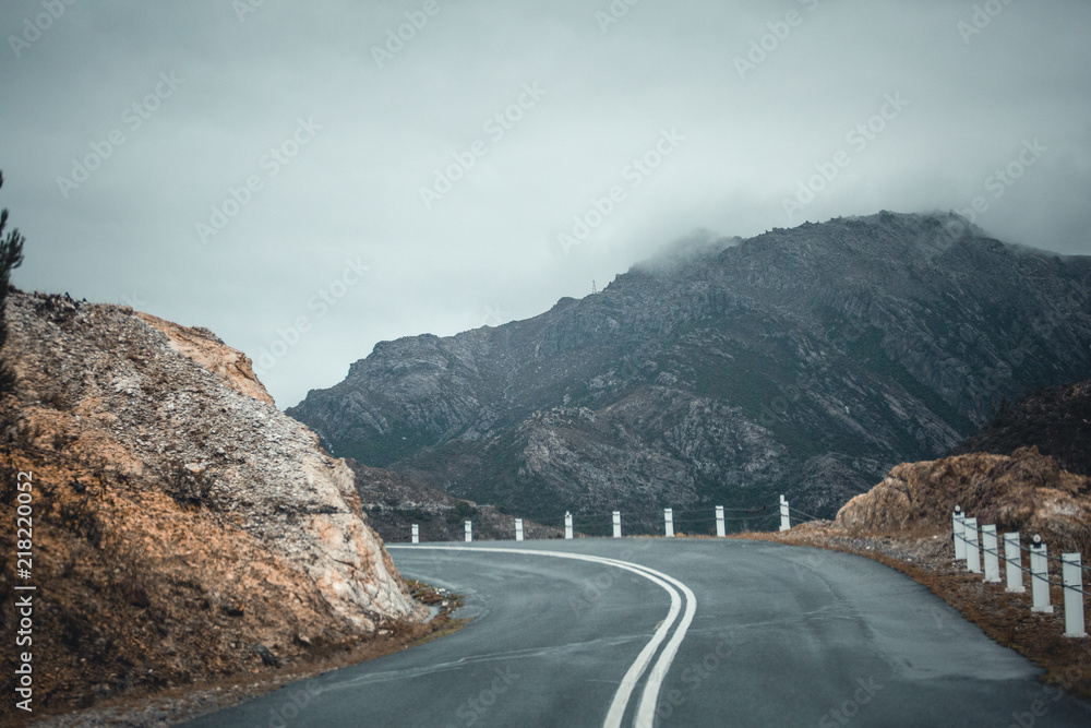 Dark Mountains on Cloudy Day
