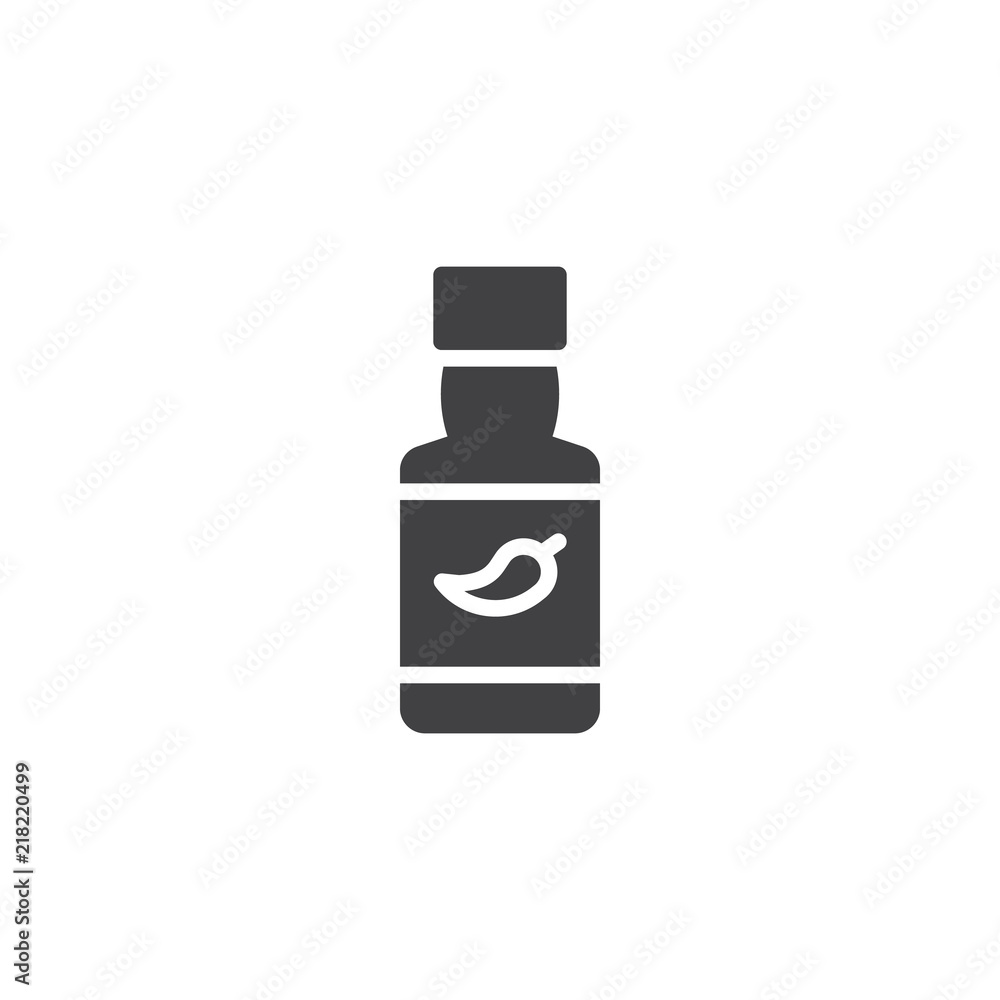 Chili sauce bottle vector icon. filled flat sign for mobile concept and web design. Hot Spicy Chili Pepper Sauce simple solid icon. Symbol, logo illustration. Pixel perfect vector graphics Chili sauce bottle vector icon. filled flat sign for mobile concept and web design. Hot Spicy Chili Pepper Sauce simple solid icon. Symbol, logo illustration. Pixel perfect vector graphics