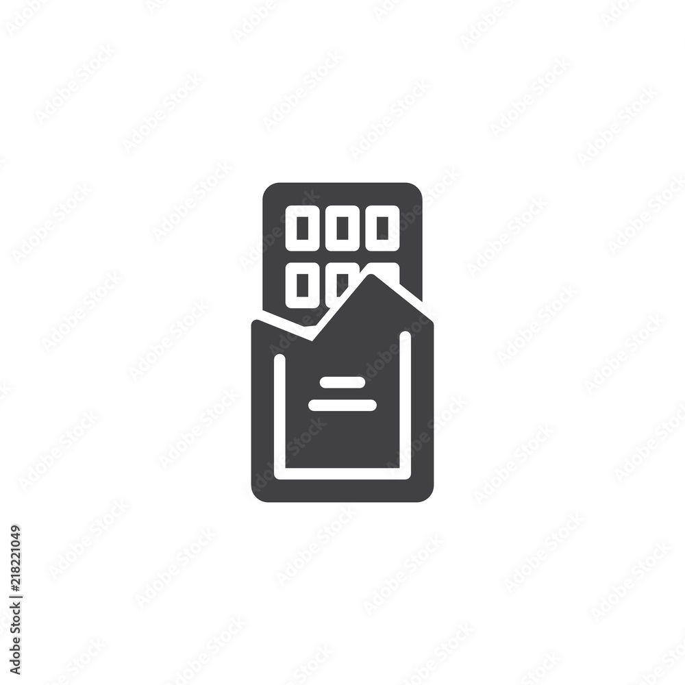 Chocolate bar vector icon. filled flat sign for mobile concept and web design. Chocolate bar package simple solid icon. Symbol, logo illustration. Pixel perfect vector graphics Chocolate bar vector icon. filled flat sign for mobile concept and web design. Chocolate bar package simple solid icon. Symbol, logo illustration. Pixel perfect vector graphics