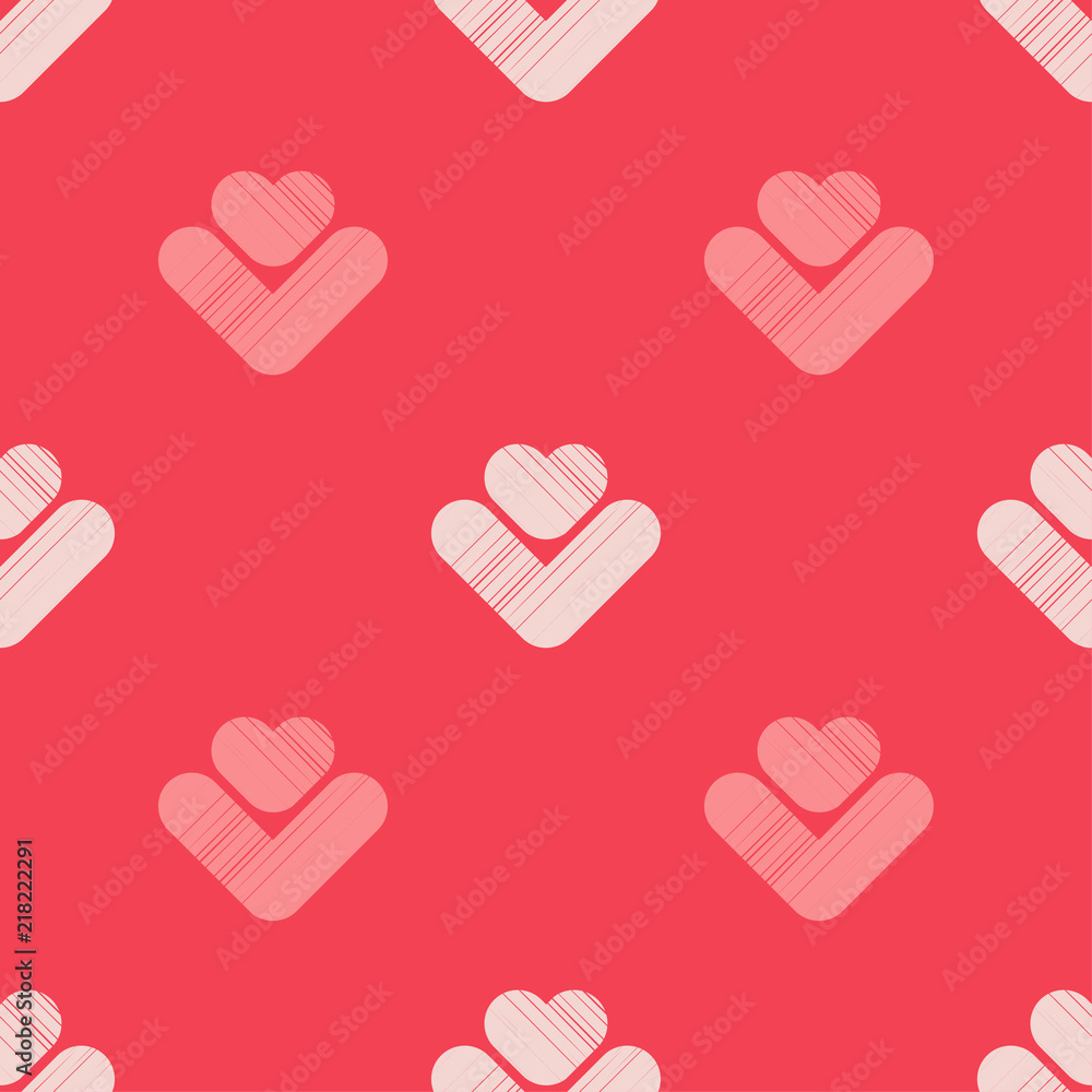 Seamless abstract geometric pattern. Mosaic texture. Hearts. Brushwork. Hand hatching. Scribble texture. Textile rapport.