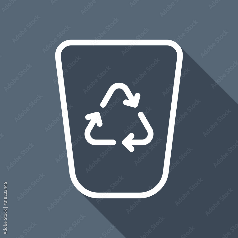 Recucle bin, reuse symbol on backet. Linear, thin outline. White Recucle bin, reuse symbol on backet. Linear, thin outline. White
