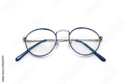 Spectacles Eyeglasses placed on a white background. photo