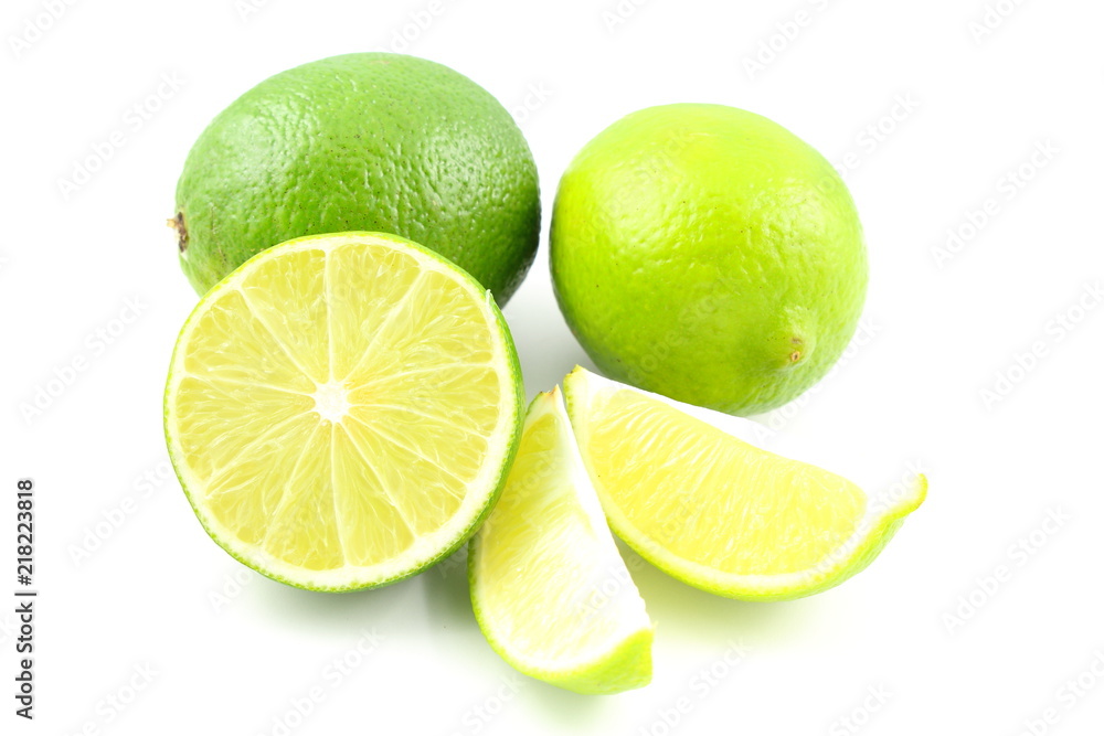 fresh lime fruits isolated on a white background fresh lime fruits isolated on a white background
