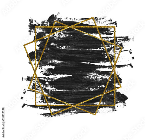 Black brushstroke and golde...