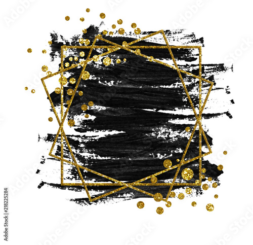 Black brushstroke and golde...