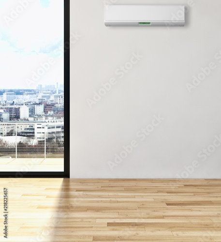 Modern interior apartment with air conditioning 3D rendering illustration