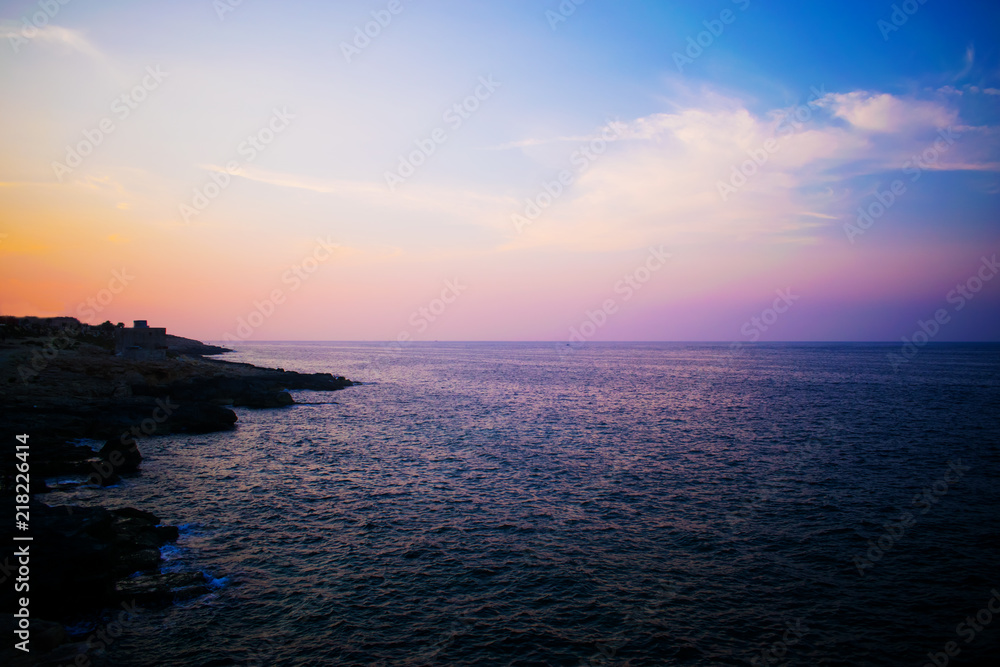 A seascape view in Malta during Sunset