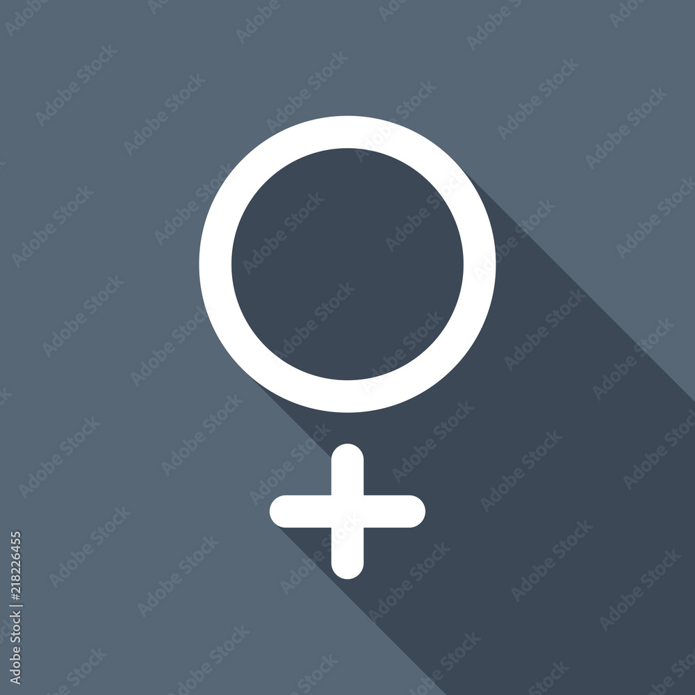 gender symbol. linear symbol. simple women icon. White flat icon gender symbol. linear symbol. simple women icon. White flat icon