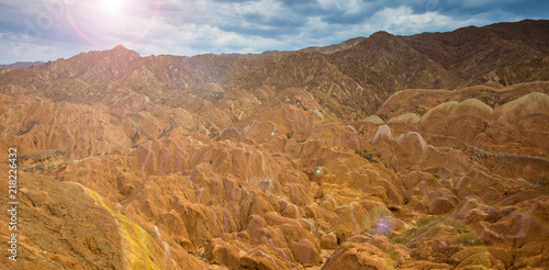 ZhangYe Rainbow Mountain natural colorful soil DanXi Scenic Spot in Zhang Ye photo