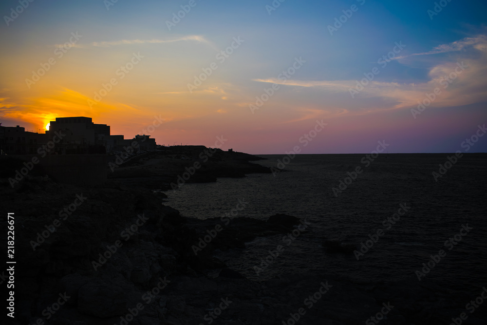 The Coast of Xaghjra in Malta at Sunset