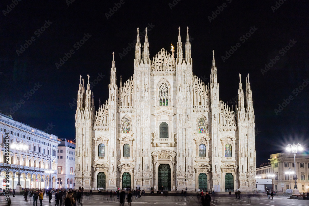Catholic Church Duomo Di Milano illuminated at night from Italy Catholic Church Duomo Di Milano illuminated at night from Italy