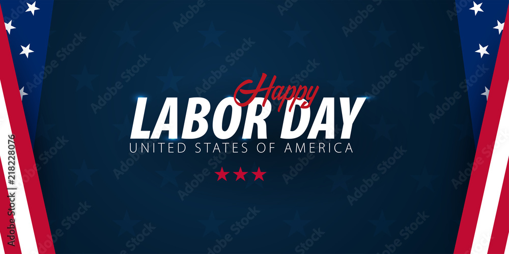 Labor Day sale promotion, advertising, poster, banner, template with American flag. American labor day wallpaper. Voucher discount - obrazy, fototapety, plakaty 