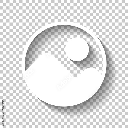Simple picture icon. White icon with shadow on transparent backg