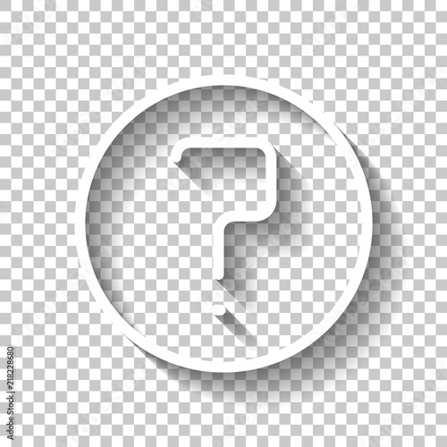 Simple question in circle. Linear, thin outline. White icon with