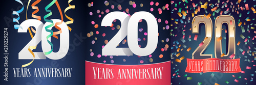 20 years anniversary celebration set of vector icons