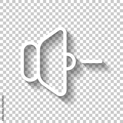 volume minus icon. White icon with shadow on transparent backgro