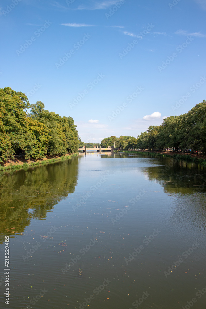 picture from the river elster in leipzig city This is a beautiful place for watersport.This is a wonderful way for cyclists,skateboarders and pedestrians.In the background is the klinger brigde. picture from the river elster in leipzig city This is a beautiful place for watersport.This is a wonderful way for cyclists,skateboarders and pedestrians.In the background is the klinger brigde.
