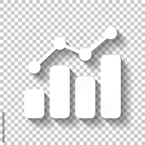 finance grapgic, grow. White icon with shadow on transparent bac