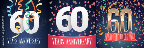 60 years anniversary celebration set of vector icons