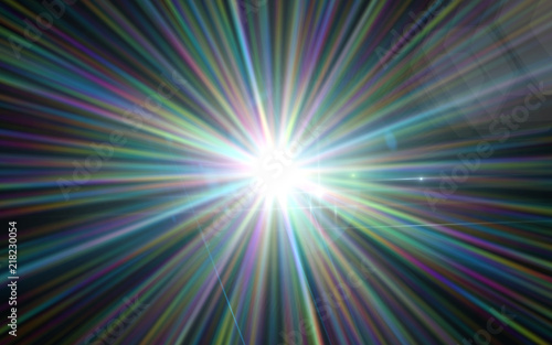 Lens flare light over black background. easy to add overlay or screen filter over Photos.Beautiful Abstract flare with colorful light