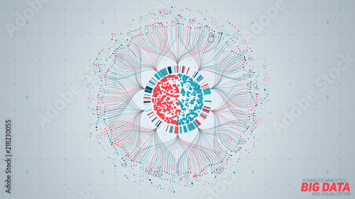 Big data circular visualization. Futuristic infographic. Information aesthetic design. Visual data complexity. Complex data threads graphic. Social network representation. Abstract graph