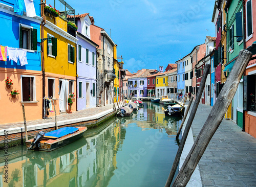 Colorful houses in Burano  Venice  Italy