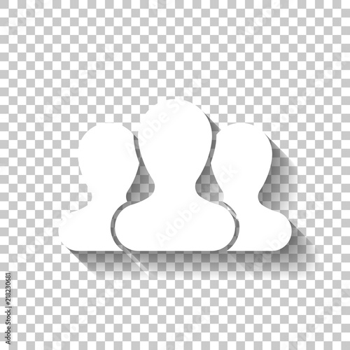 Team, few person. White icon with shadow on transparent backgrou