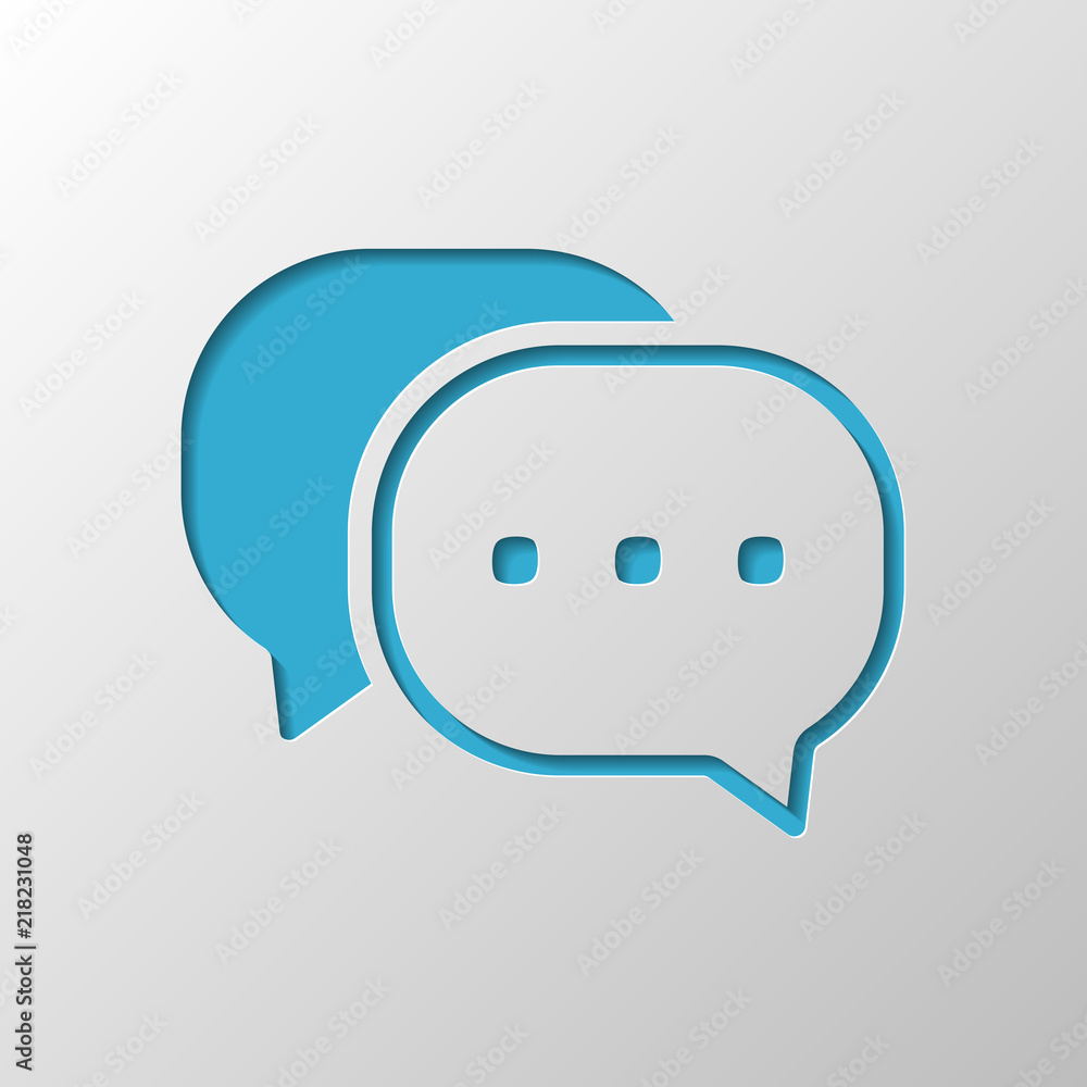 Naklejka premium chat icon. Paper design. Cutted symbol with shadow