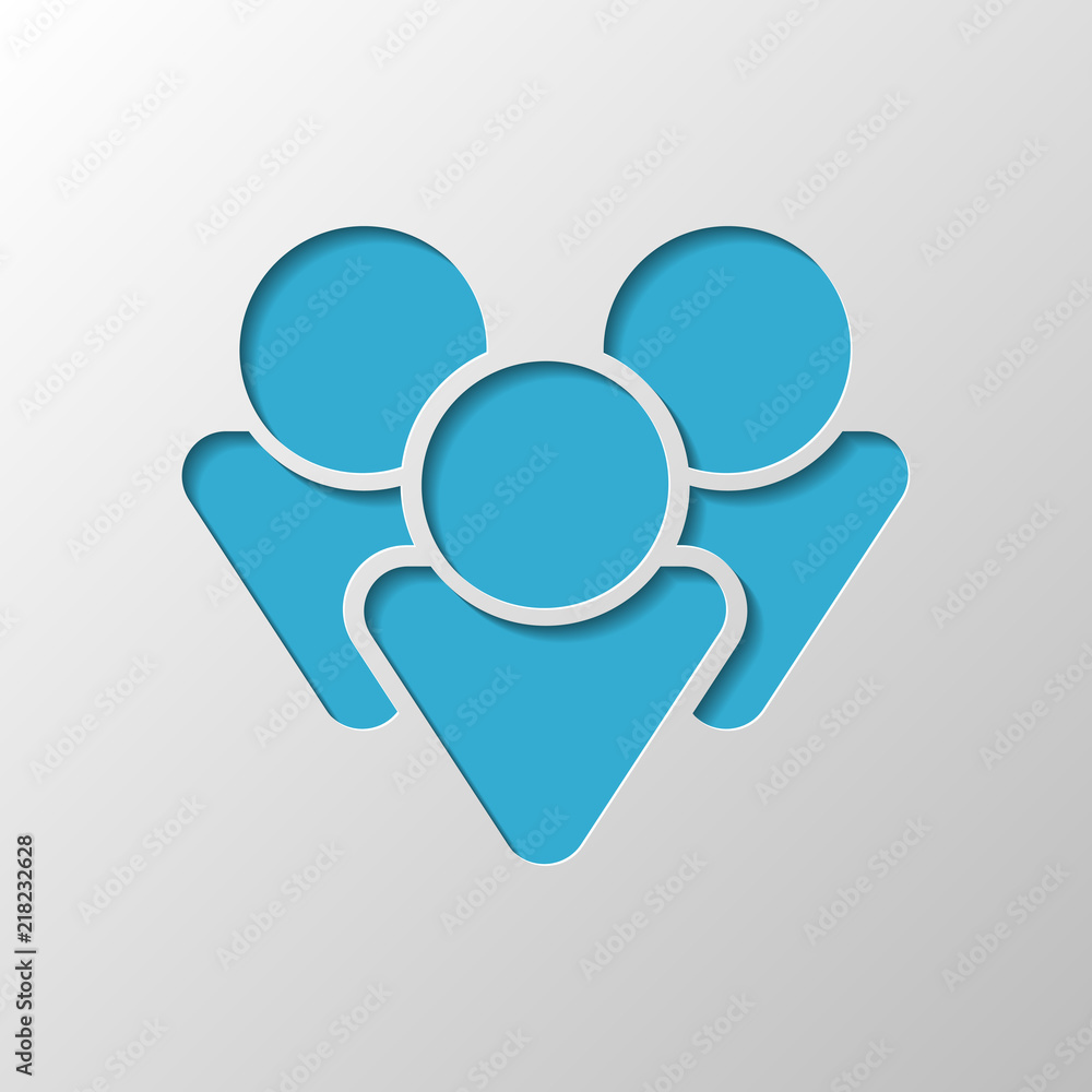Team group icon. Paper design. Cutted symbol with shadow Team group icon. Paper design. Cutted symbol with shadow