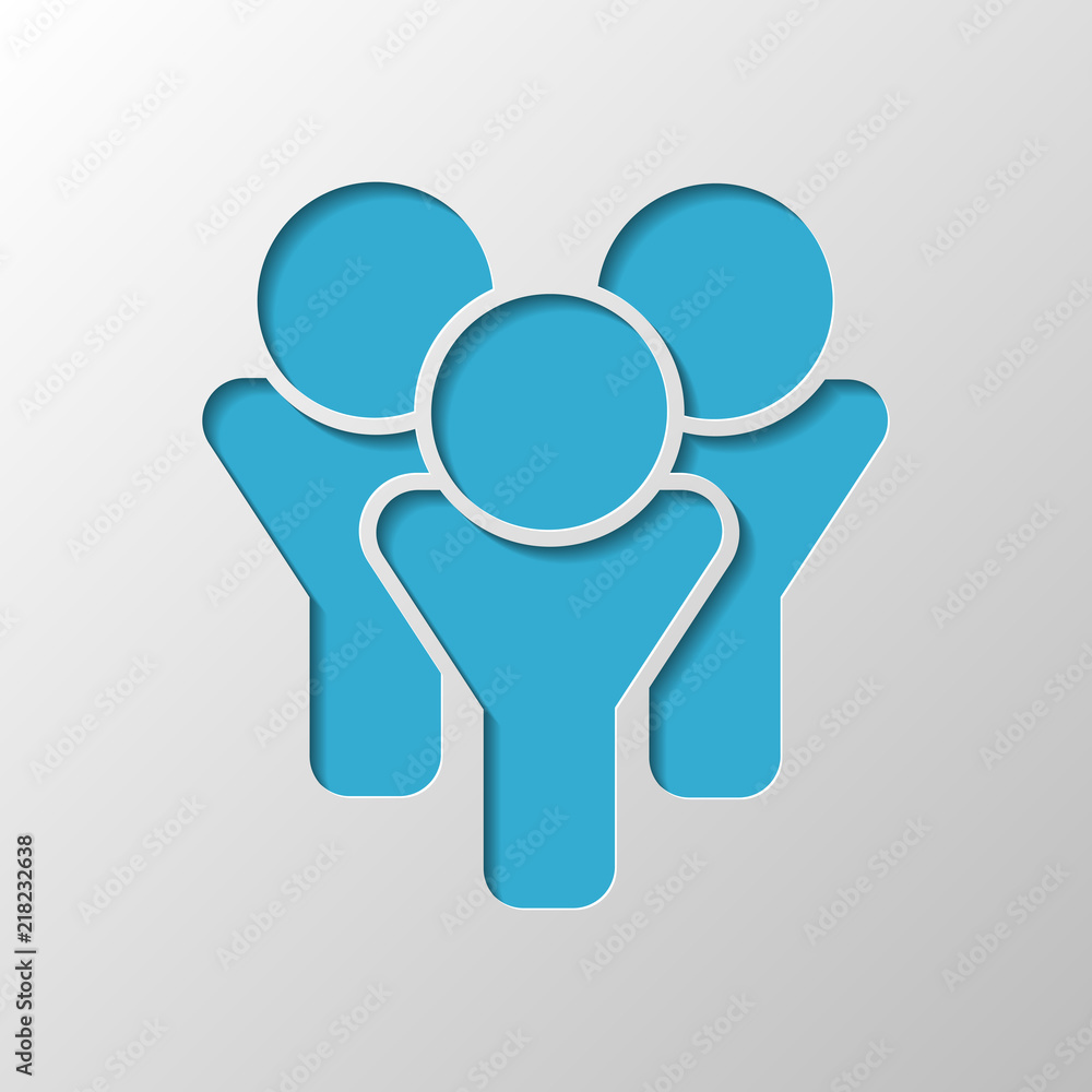 Team group icon. Paper design. Cutted symbol with shadow Team group icon. Paper design. Cutted symbol with shadow