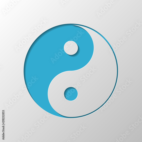 yin yan symbol. Paper design. Cutted symbol with shadow